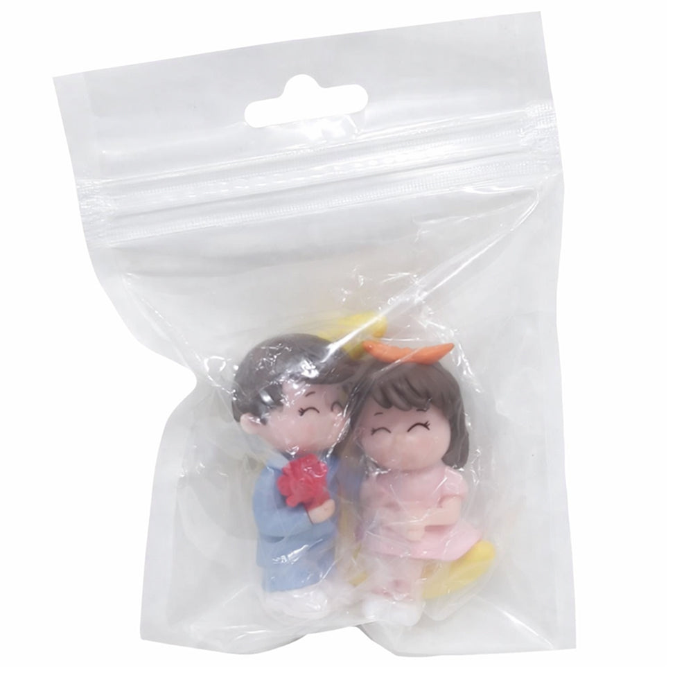 Cute Couple on Moon Cake Topper Figurines – Romantic Cartoon Couple Set | MTRC179A