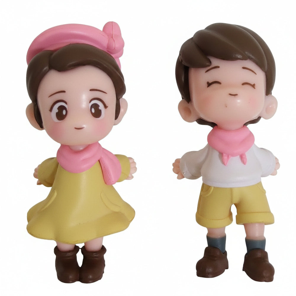 Cute Cartoon Couple Cake Topper Figurines – Boy & Girl Set | MTRC001