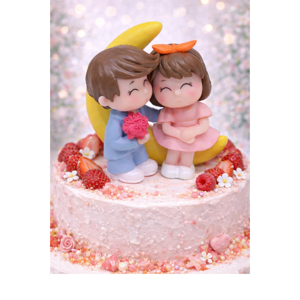 Cute Prince & Princess Cake Topper Figurines – Crown Bride & Baby Bottle Groom Set | MTRC216