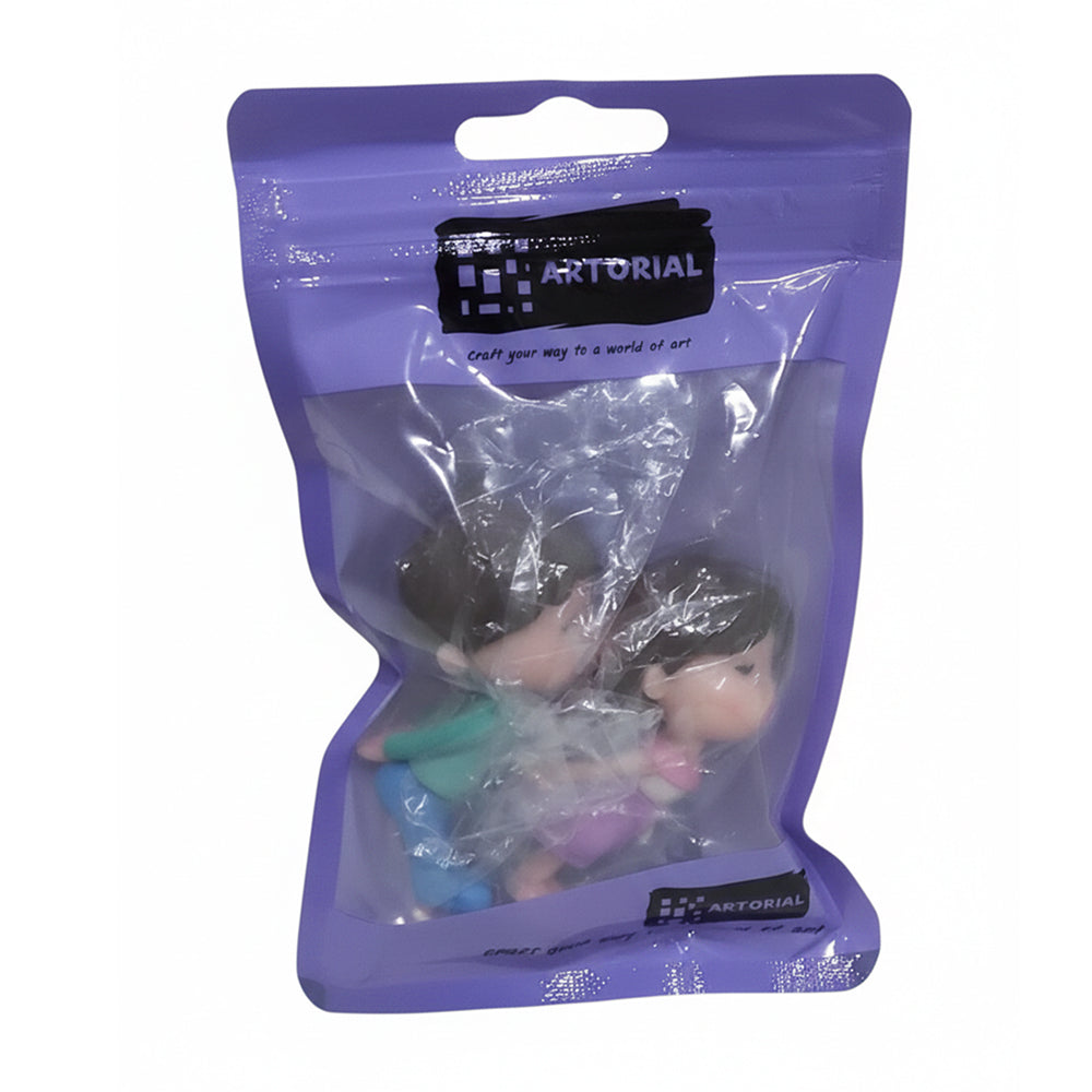 Cute Shy Couple Cake Topper Figurines – Pastel Heart Boy & Girl Set | MTRC342A