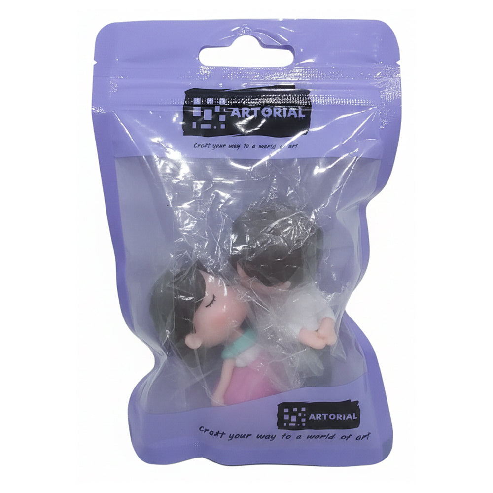 Cute Shy Couple Cake Topper Figurines – Heart Theme Boy & Girl Set | MTRC342B