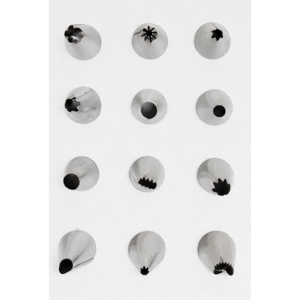 Set of silver nozzles accents on a white background