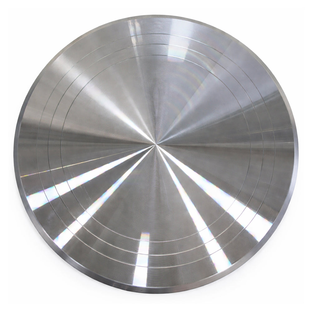 Steel with concentric rings on a white background