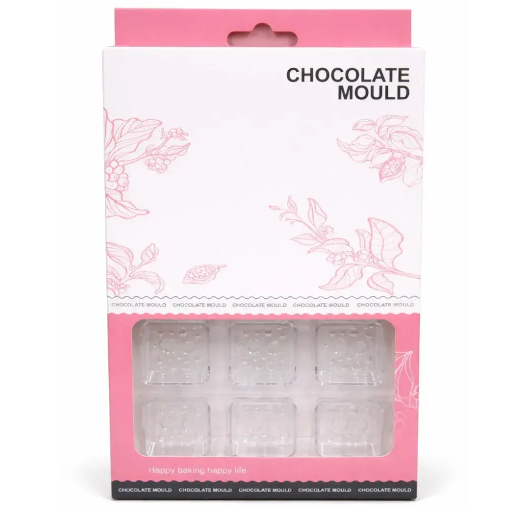 Polycarbonate Chocolate mould packaging with pink and white design