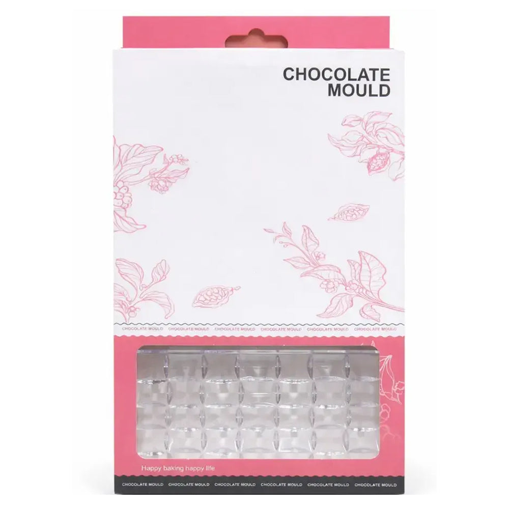 Polycarbonate Chocolate mould packaging with pink and white design