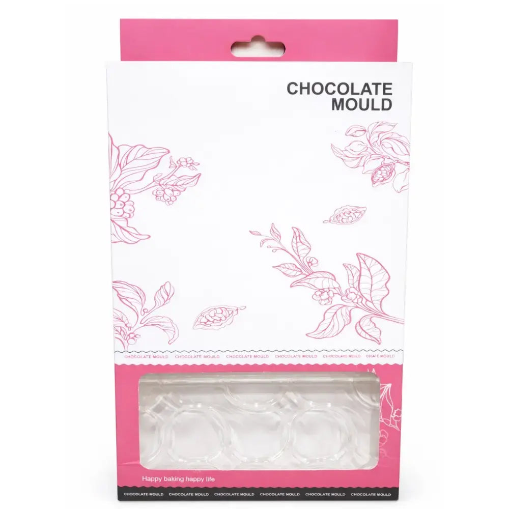Polycarbonate Chocolate mould packaging with floral design and pink border