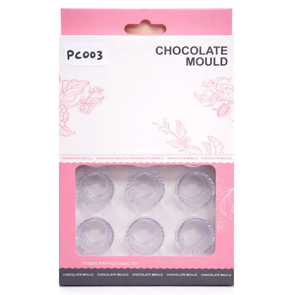 polycarbonate Chocolate mould packaging with pink background and clear window