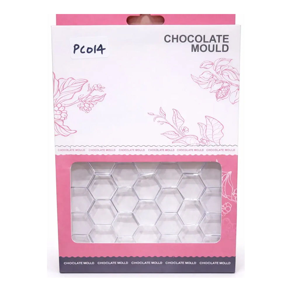 Polycarbonate Chocolate mould packaging with pink and white design
