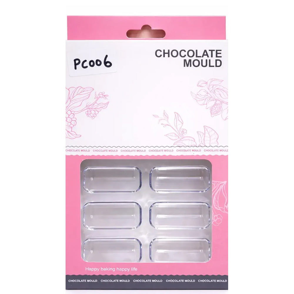 Chocolate mould packaging with pink and white design