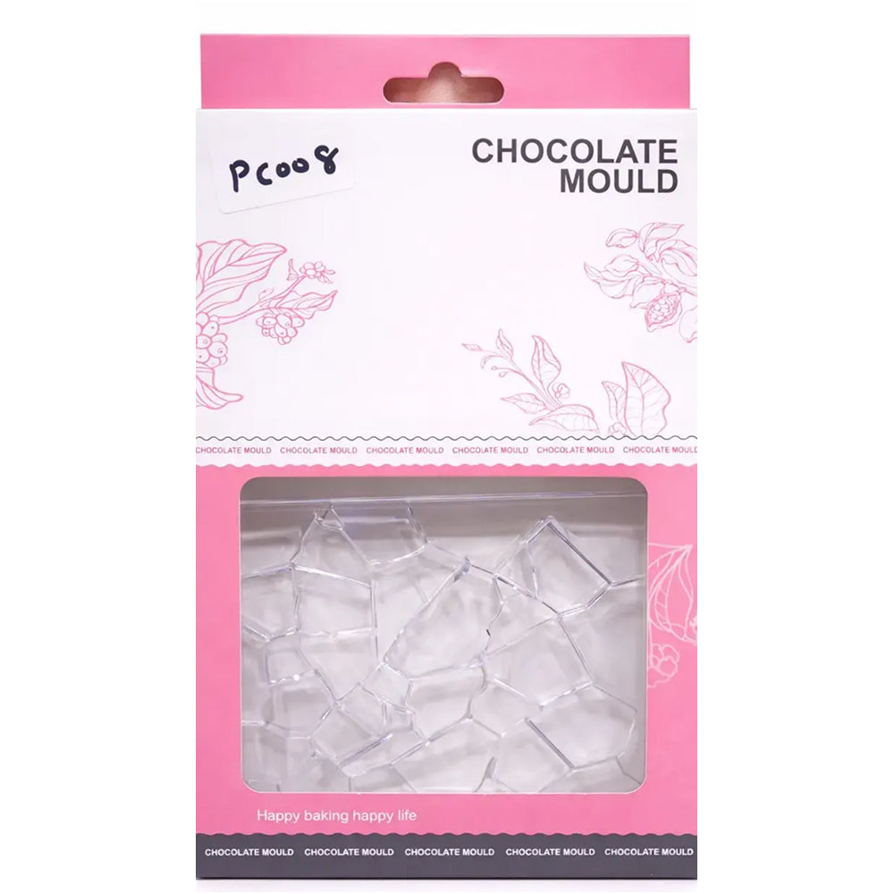 Pcoo8 chocolate mould packaging with pink and white design