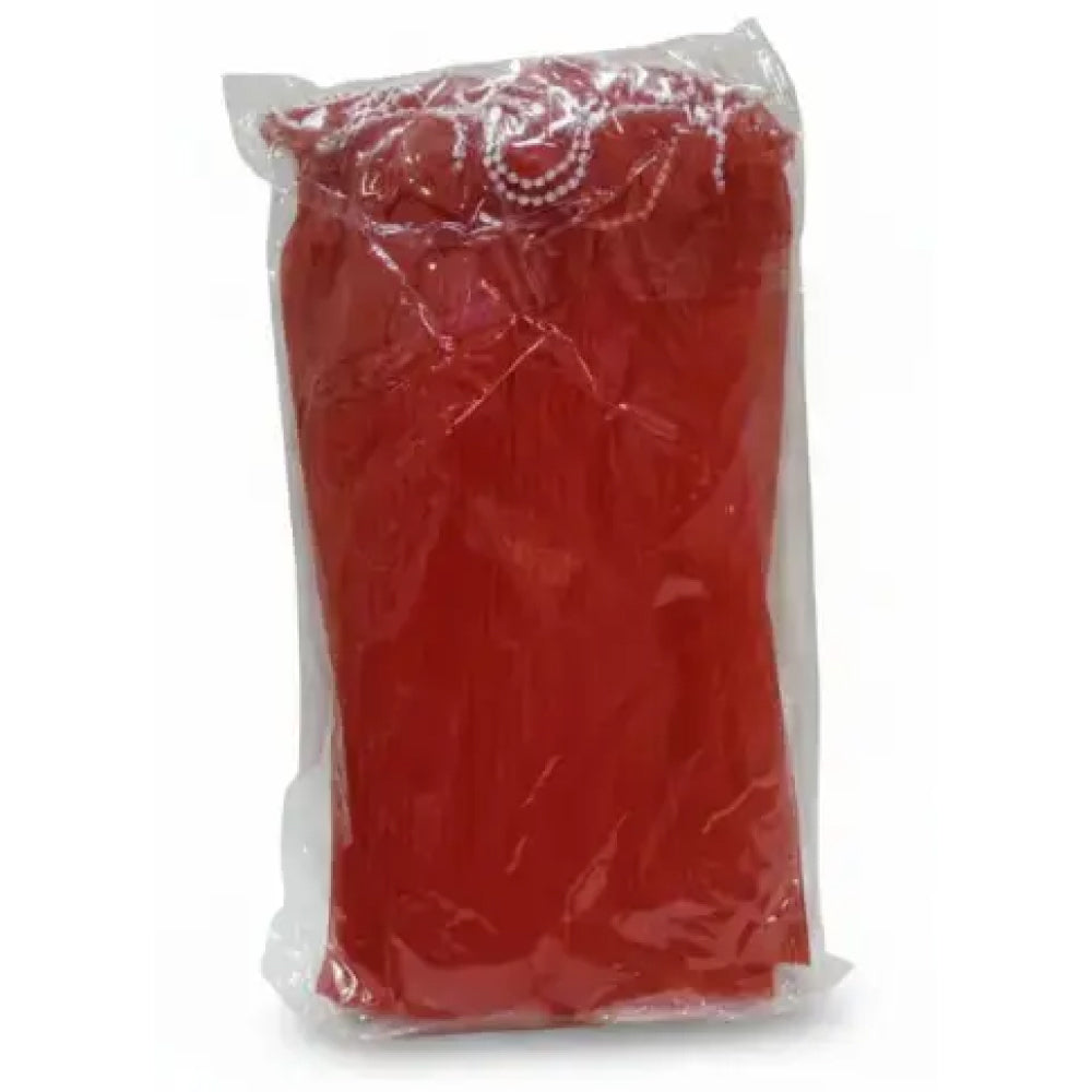 Red net plastic bag on a white background