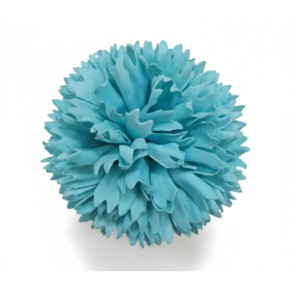 Turquoise flower-like ball on a white background