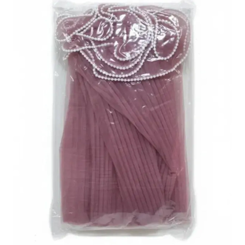 Packaged purple net with decorative on a white background