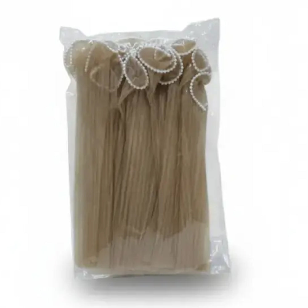 Packaged Brown net extensions with a decorative on a white background