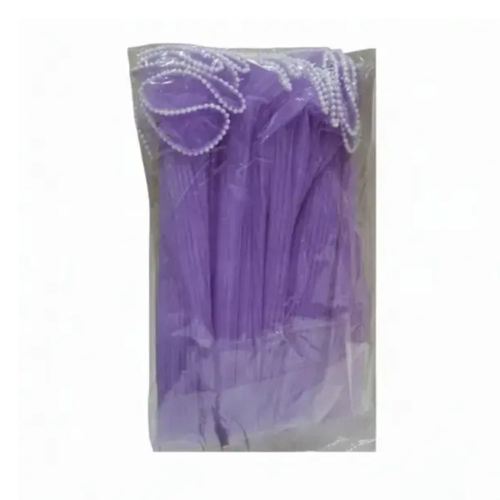Purple net with in a clear package on a white background