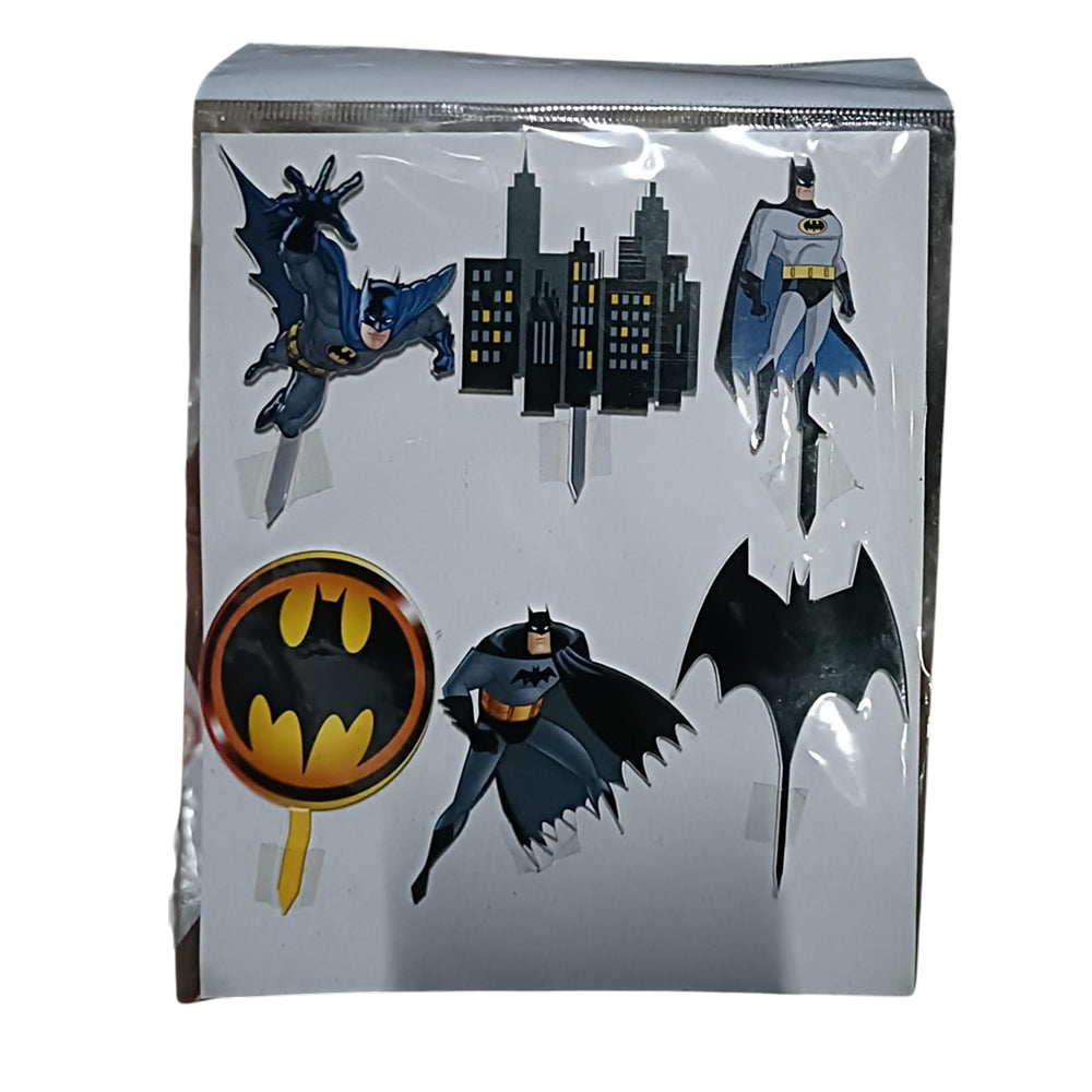 Packaging of Batman-themed party supplies with character illustrations on a white background