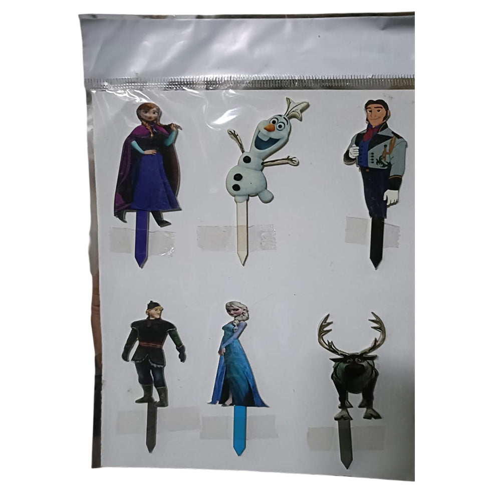 Set of 'Frozen' character figurines on a clear packaging background