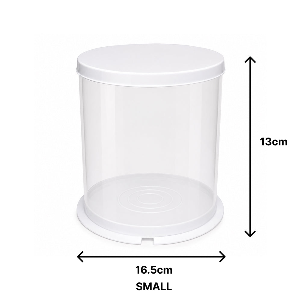 CB043 White Round Plastic Cake Storage Container with Lid – Large & Small Sizes