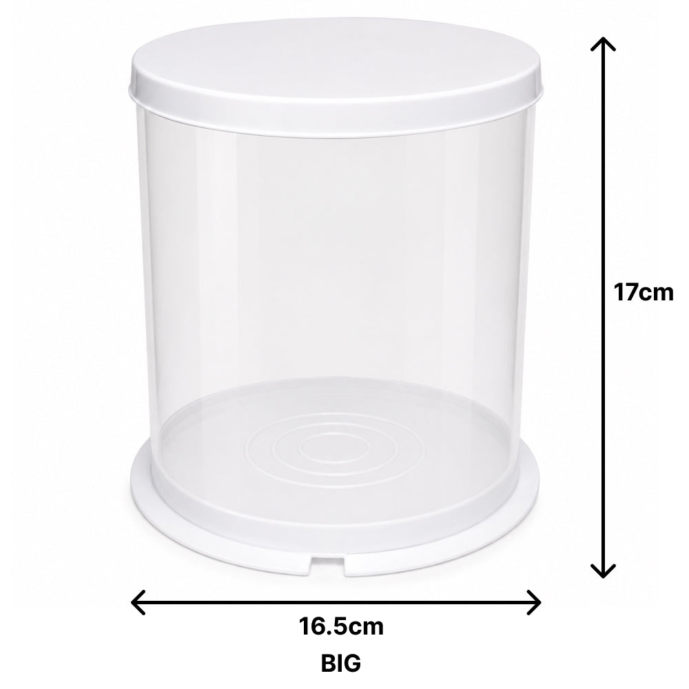 CB043 White Round Plastic Cake Storage Container with Lid – Large & Small Sizes