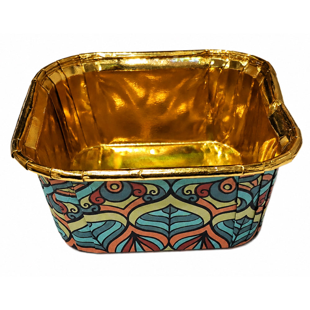 2603-6 CL043 Premium Golden Inner Paper Baking Cups with Lids – Assorted Printed Design | Pack of 10