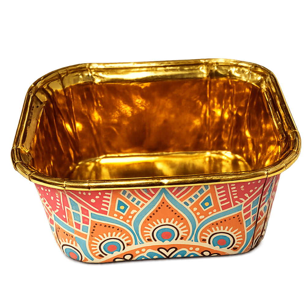 2603-6 CL043 Premium Golden Inner Paper Baking Cups with Lids – Assorted Printed Design | Pack of 10