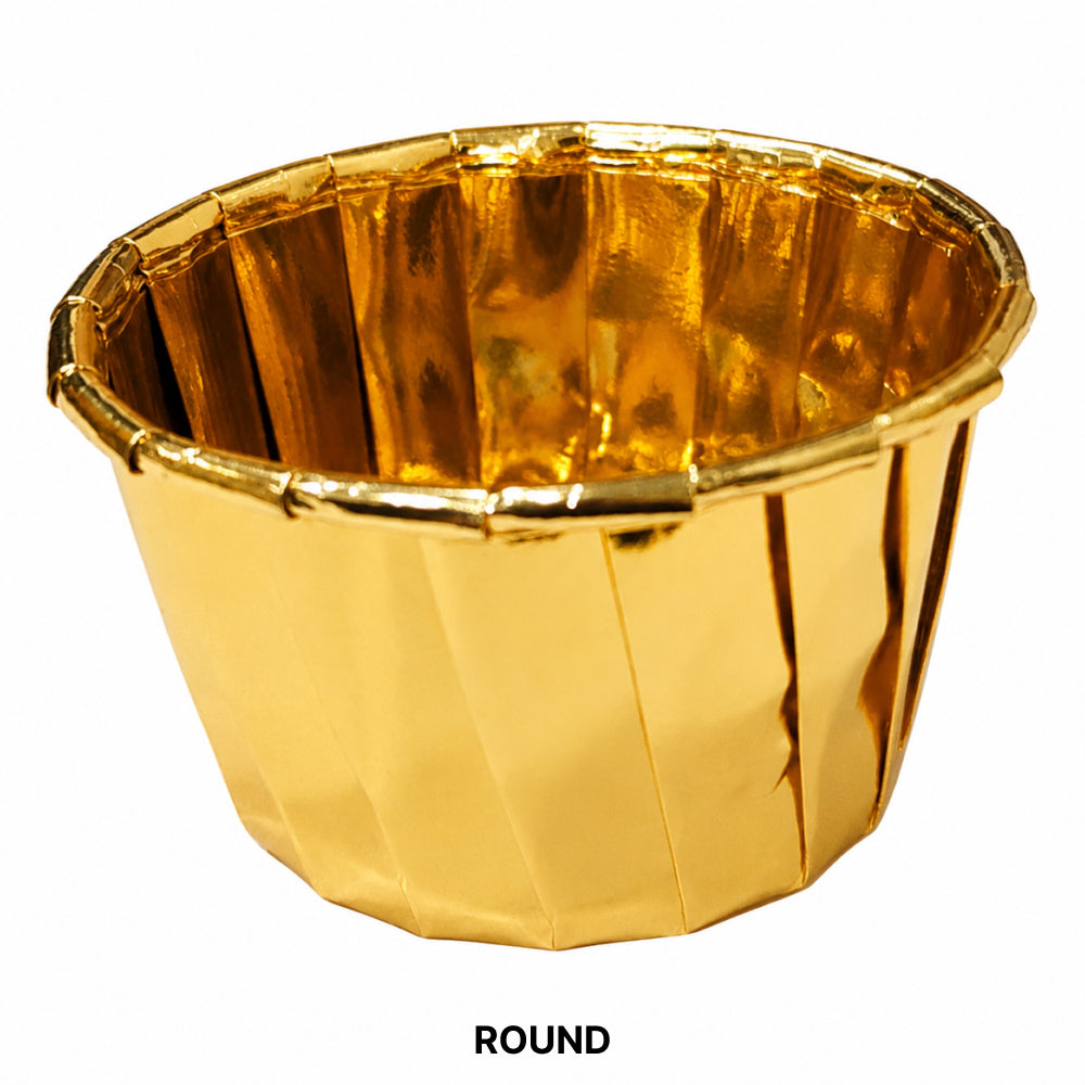 CL022 Premium Golden Paper Baking Cups with Lids – Round, Square & Rectangle Shapes | Pack of 10