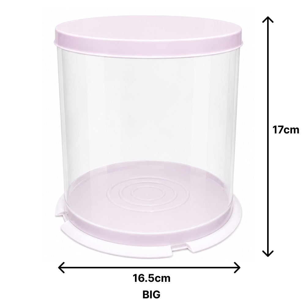 CB042 Pink Round Plastic Cake Storage Container with Lid – Large & Small Sizes