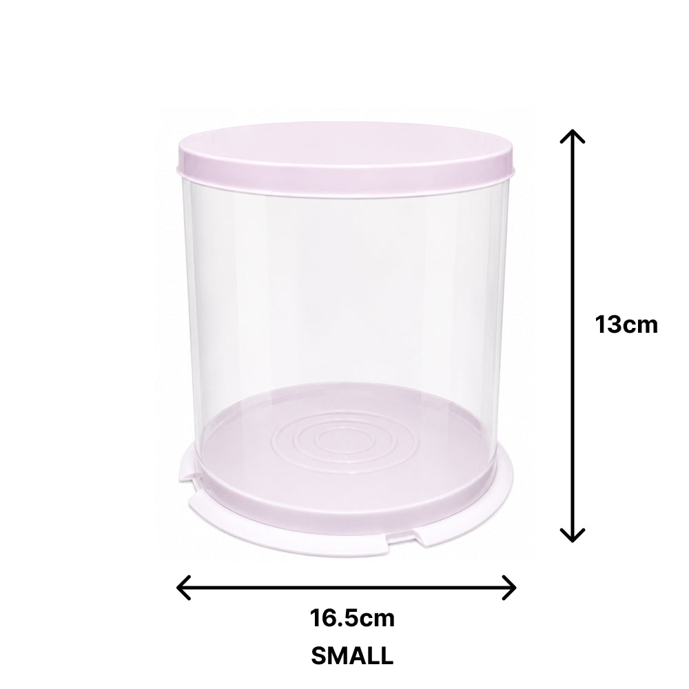 CB042 Pink Round Plastic Cake Storage Container with Lid – Large & Small Sizes