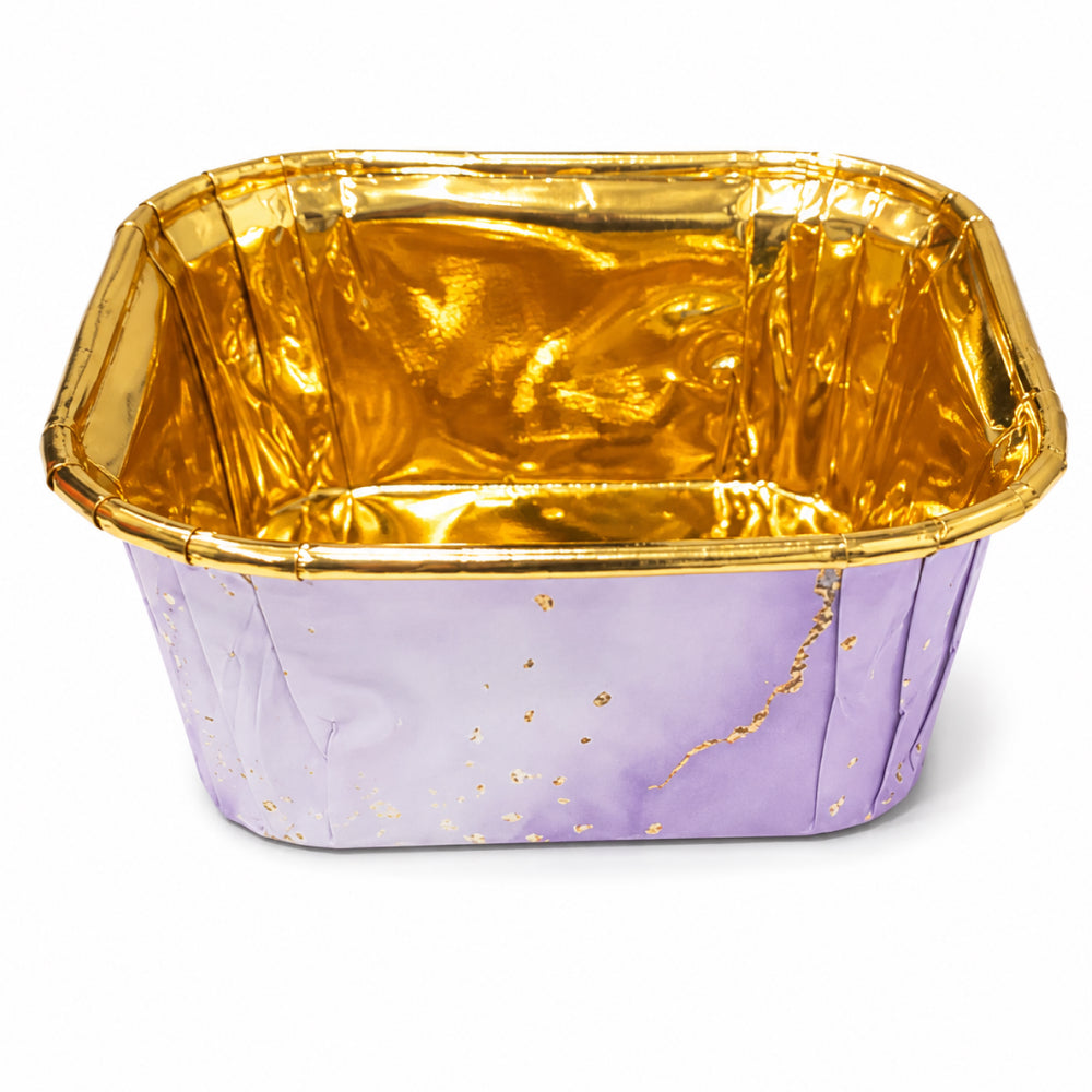 2603-7 CL045 Premium Golden Inner Paper Baking Cups With lid – Assorted Marble Design | Pack of 50