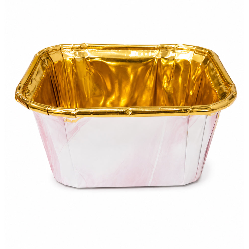 2603-7 CL045 Premium Golden Inner Paper Baking Cups With lid – Assorted Marble Design | Pack of 50