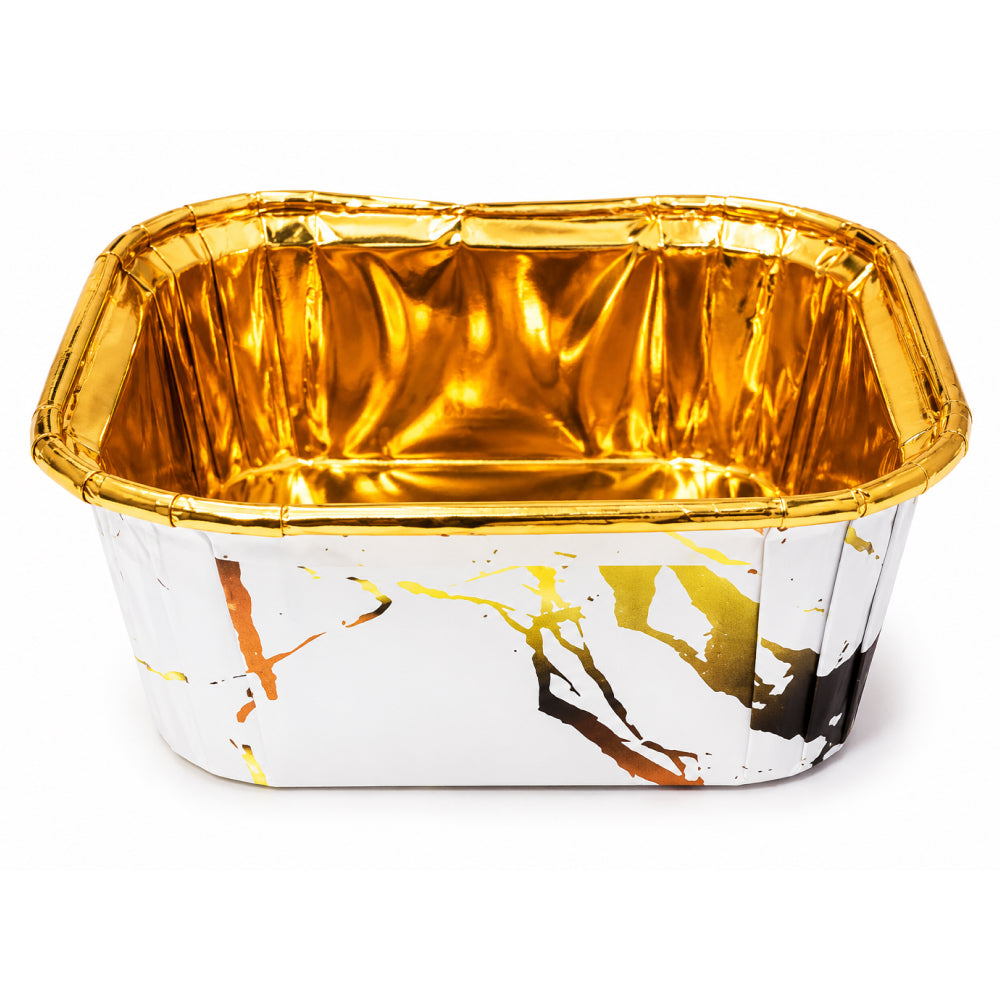 2603-7 CL045 Premium Golden Inner Paper Baking Cups With lid – Assorted Marble Design | Pack of 50
