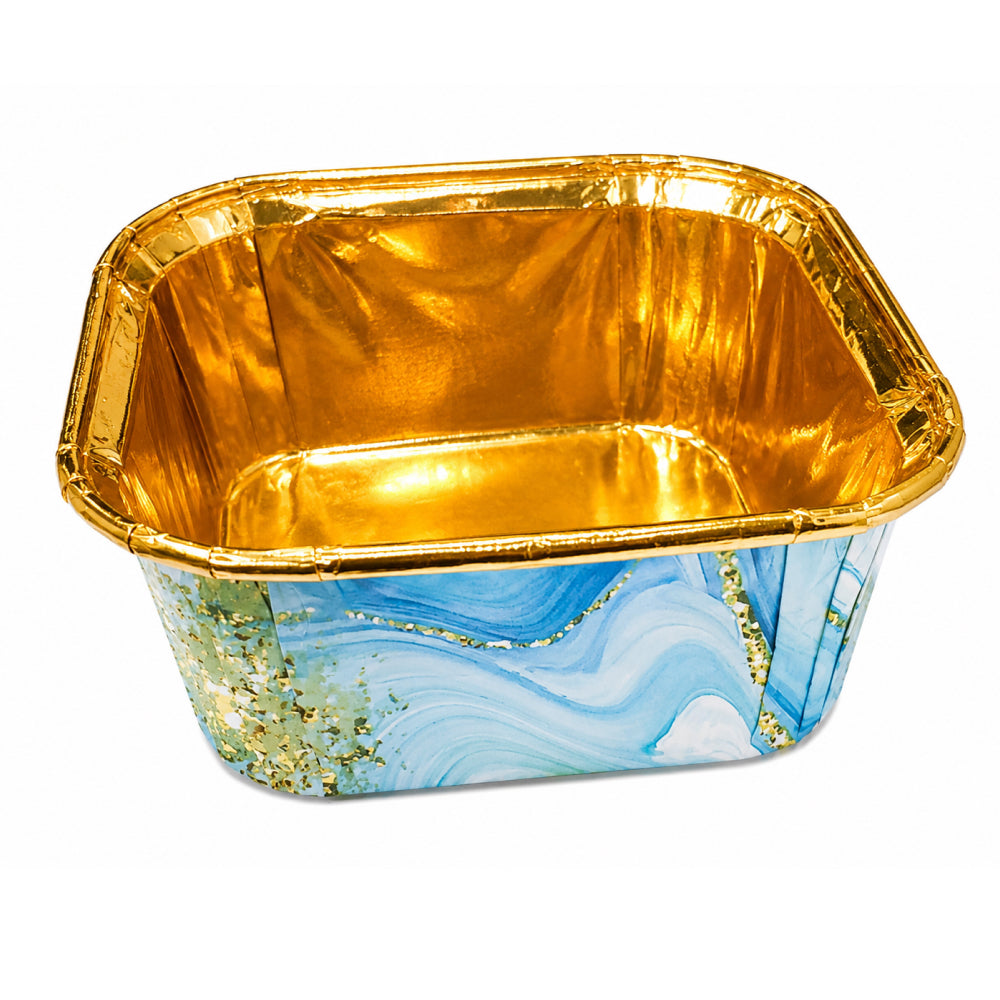 2603-7 CL045 Premium Golden Inner Paper Baking Cups With lid – Assorted Marble Design | Pack of 50