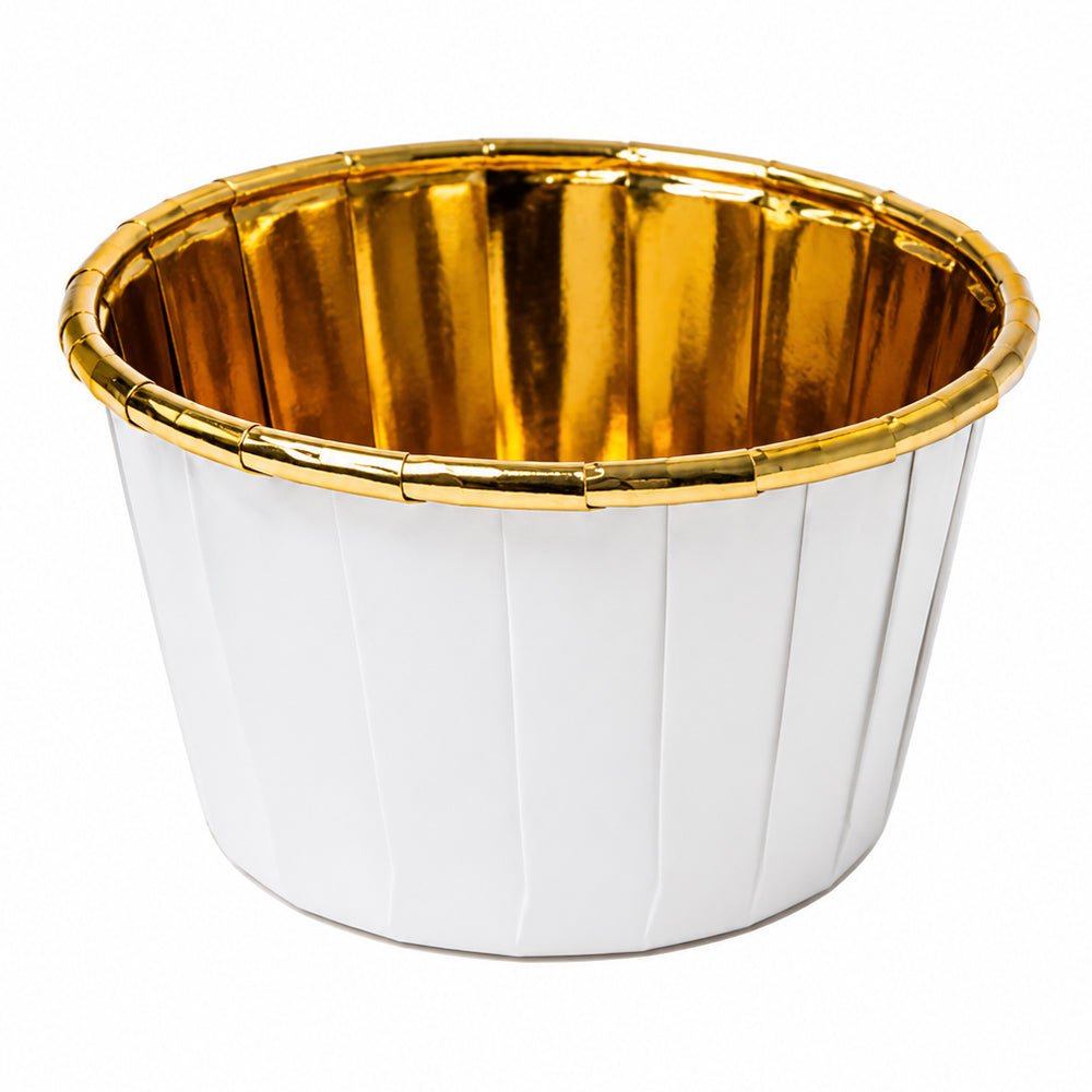 2603-15 CL021 Premium Golden Inner Round Paper Baking Cups With lid – Solid Color Design | Pack of 50