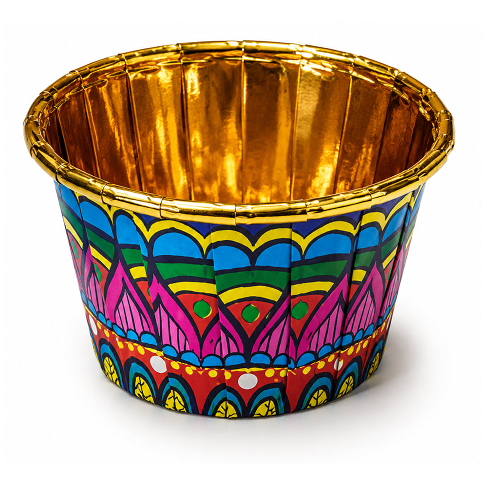 2603-14 CL056 Premium Golden Inner Round Paper Baking Cups – Assorted Mandala Design | Pack of 10