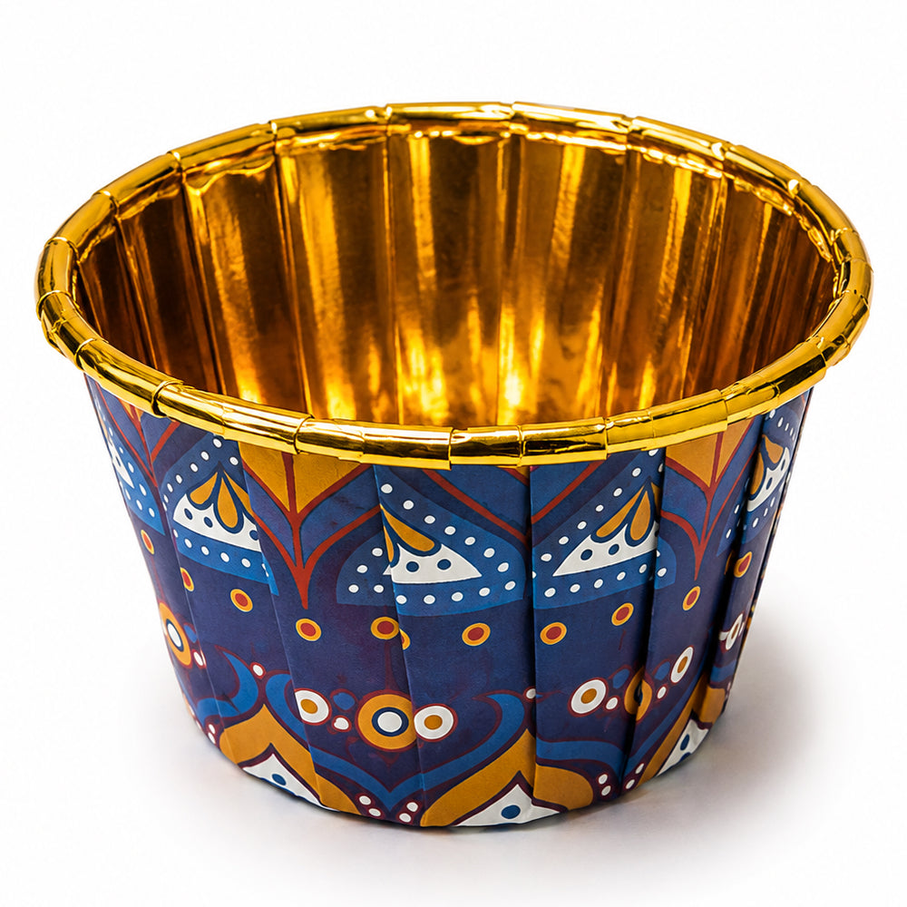 2603-14 CL056 Premium Golden Inner Round Paper Baking Cups – Assorted Mandala Design | Pack of 10