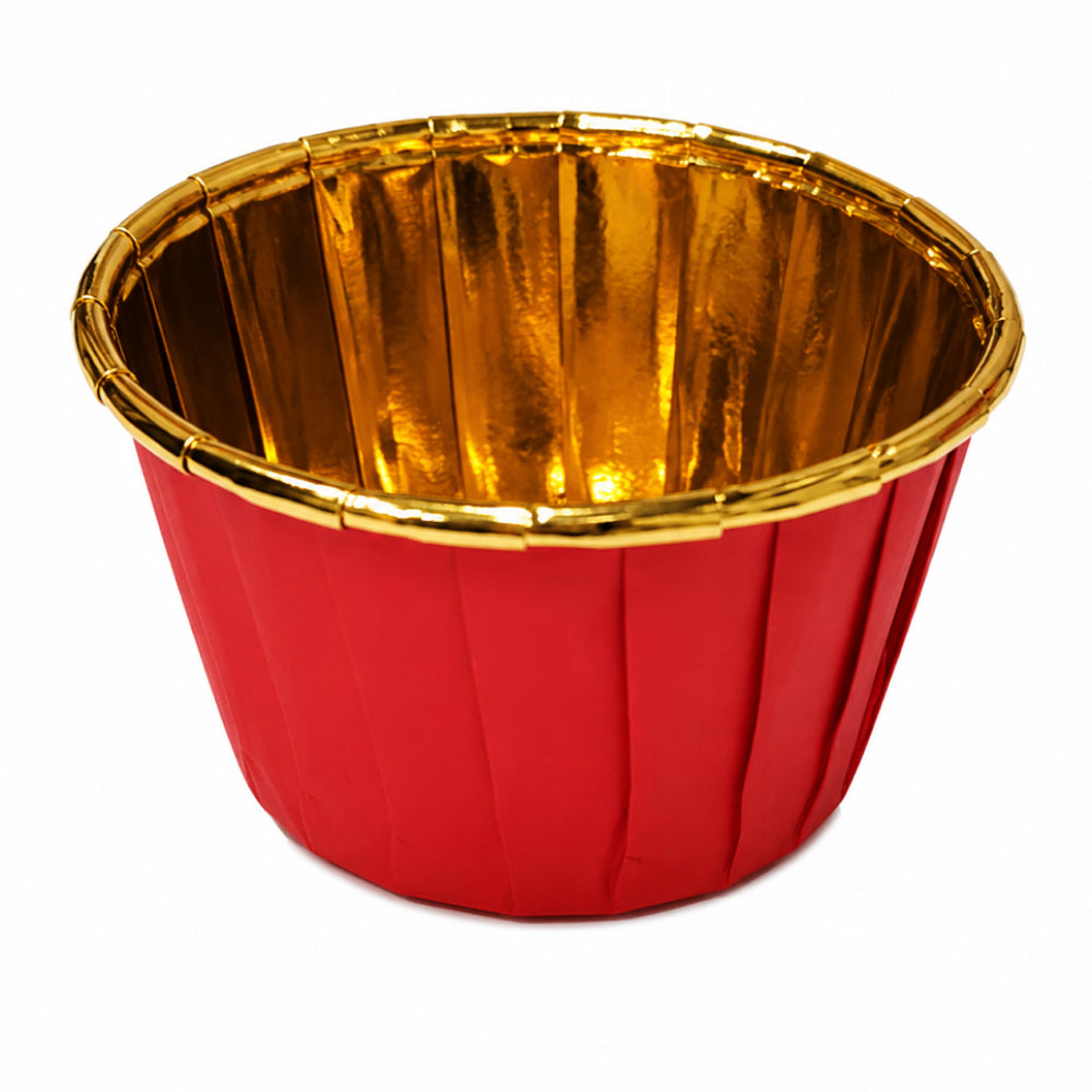 2603-15 CL021 Premium Golden Inner Round Paper Baking Cups With lid – Solid Color Design | Pack of 50