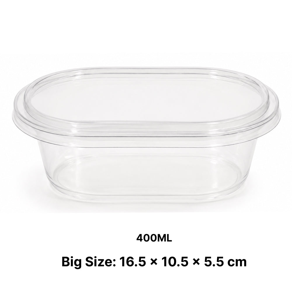 CL093 Heavy PVC Dessert Container Pack of 10 with Lid – 350ml & 400ml