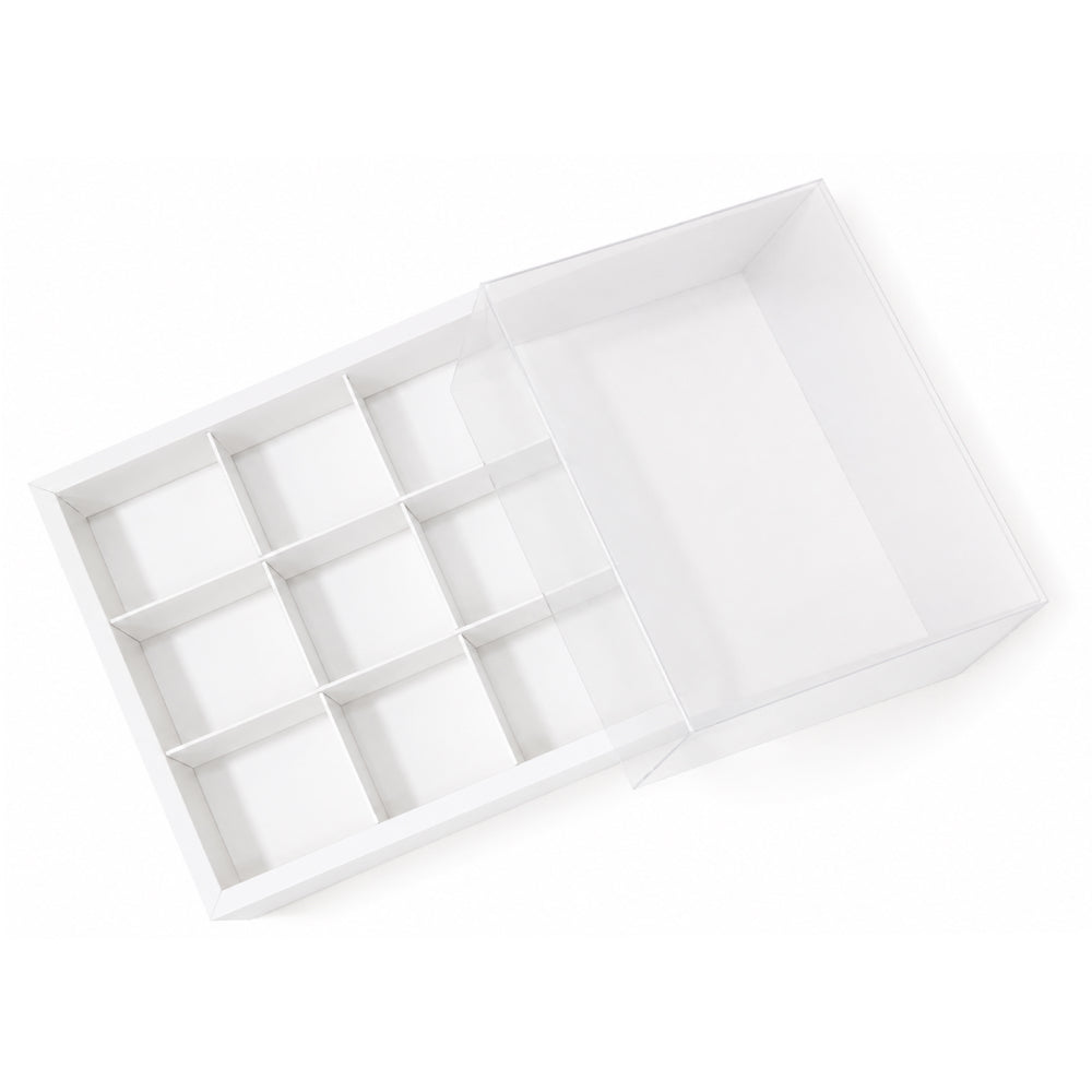CB050 9 Cavity Dessert Box with Transparent Lid & DIY Divider Inserts