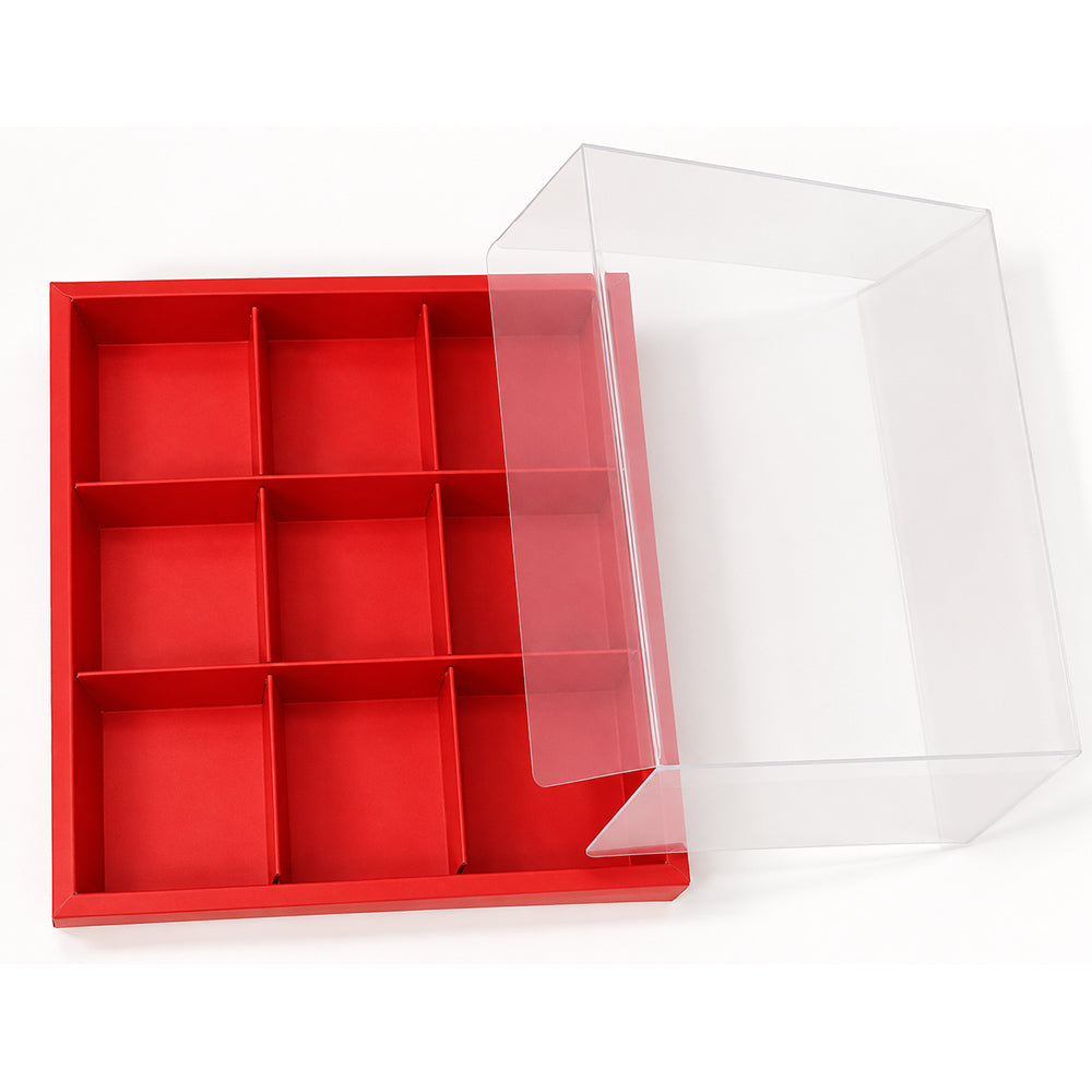 CB050 9 Cavity Dessert Box with Transparent Lid & DIY Divider Inserts
