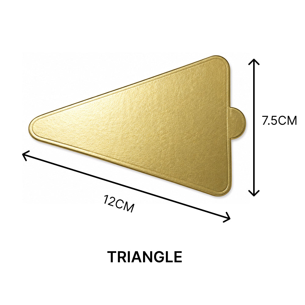 BT307 Gold Pastry Base Board – Rectangle & Triangle – Premium Pastry Cake Base – Bundle Pack of 50