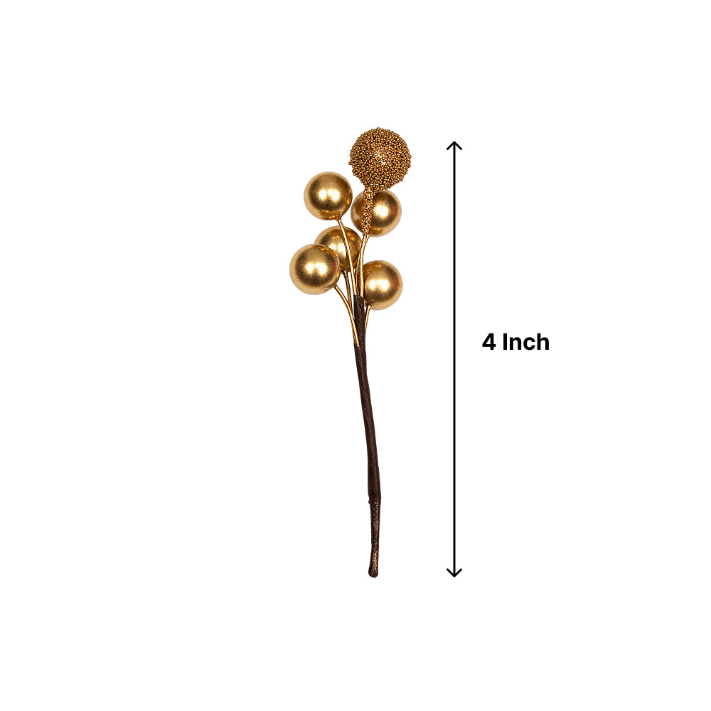 TPR241 Artificial Cherry Cake Topper Pick | Gold & Silver Cherry Cake Decoration Pack of 10