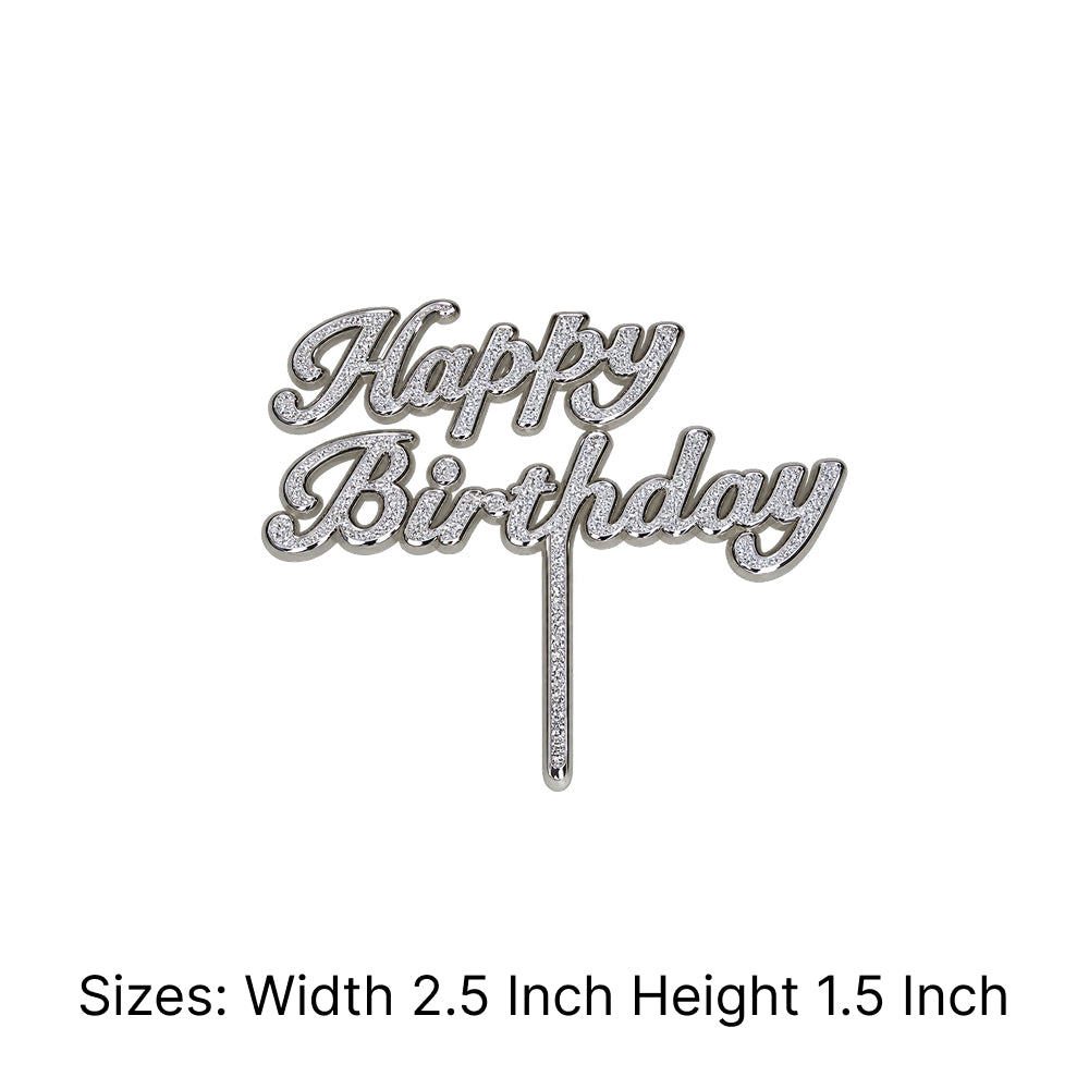 TPR026A Acrylic Happy Birthday Cake Topper – Pack of 144 | Golden,Silver,Multicolour