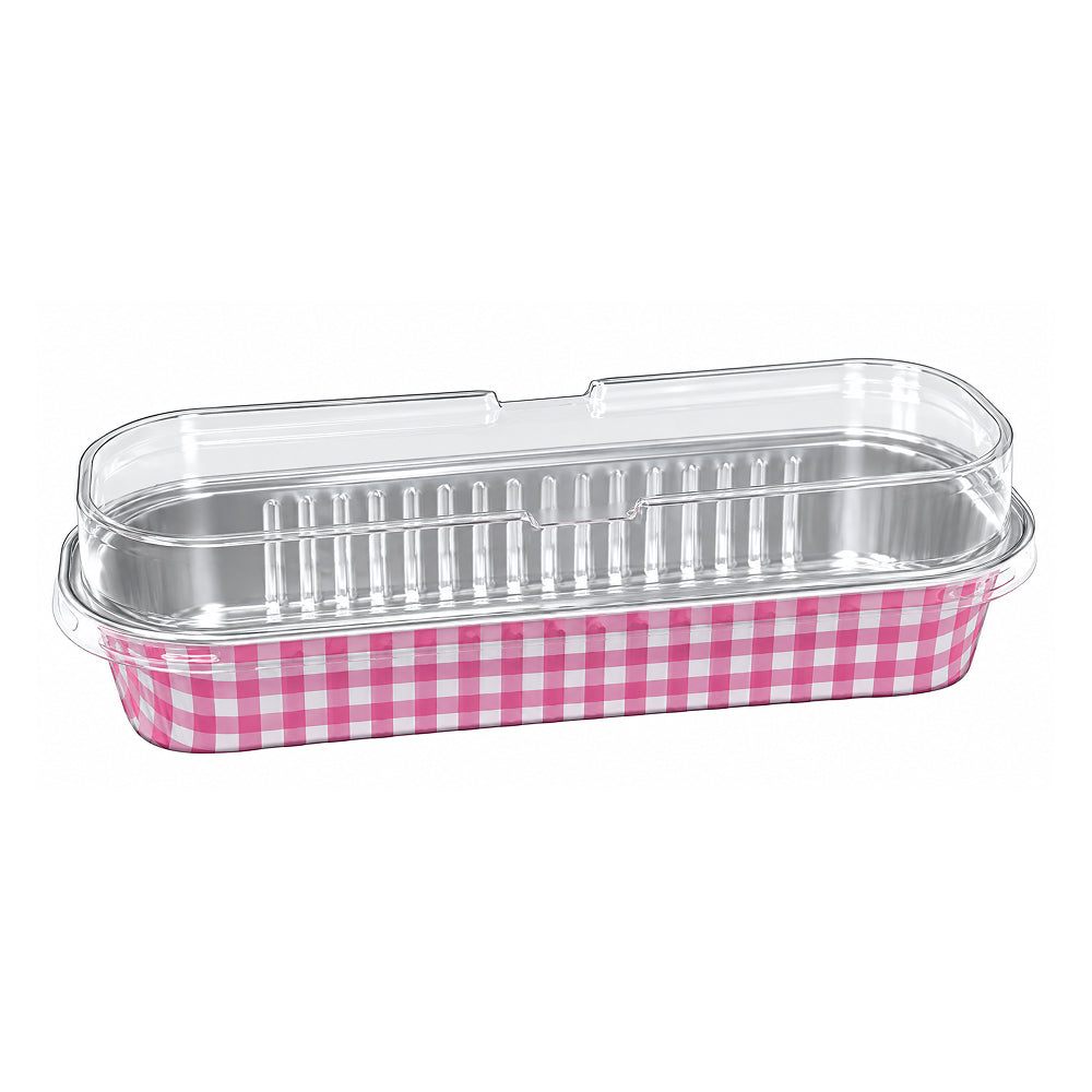 CL108 200 ML Disposable Rectangle Aluminium Foil Dessert Container with Transparent Lid | Pack of 10