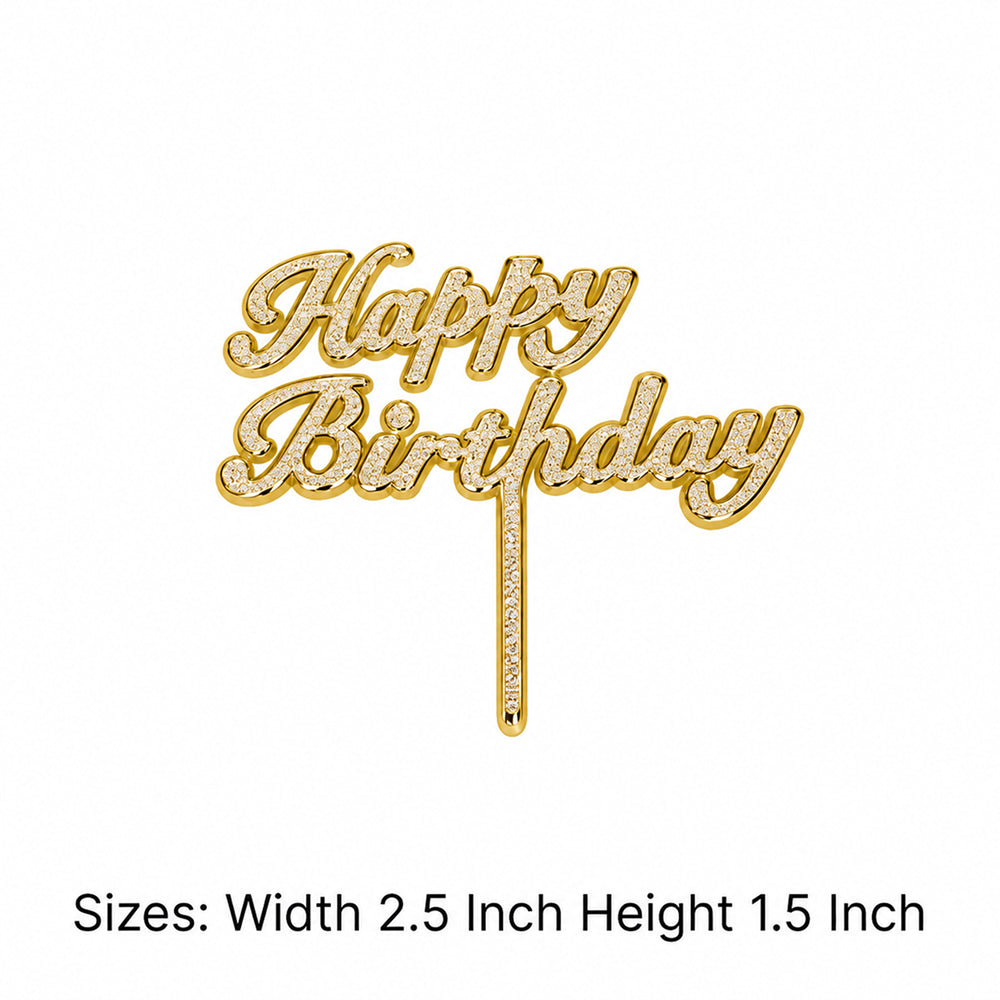 TPR026A Acrylic Happy Birthday Cake Topper – Pack of 144 | Golden,Silver,Multicolour