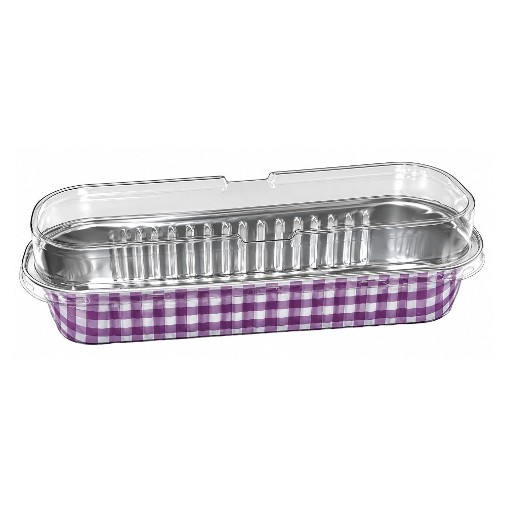 CL108 200 ML Disposable Rectangle Aluminium Foil Dessert Container with Transparent Lid | Pack of 10