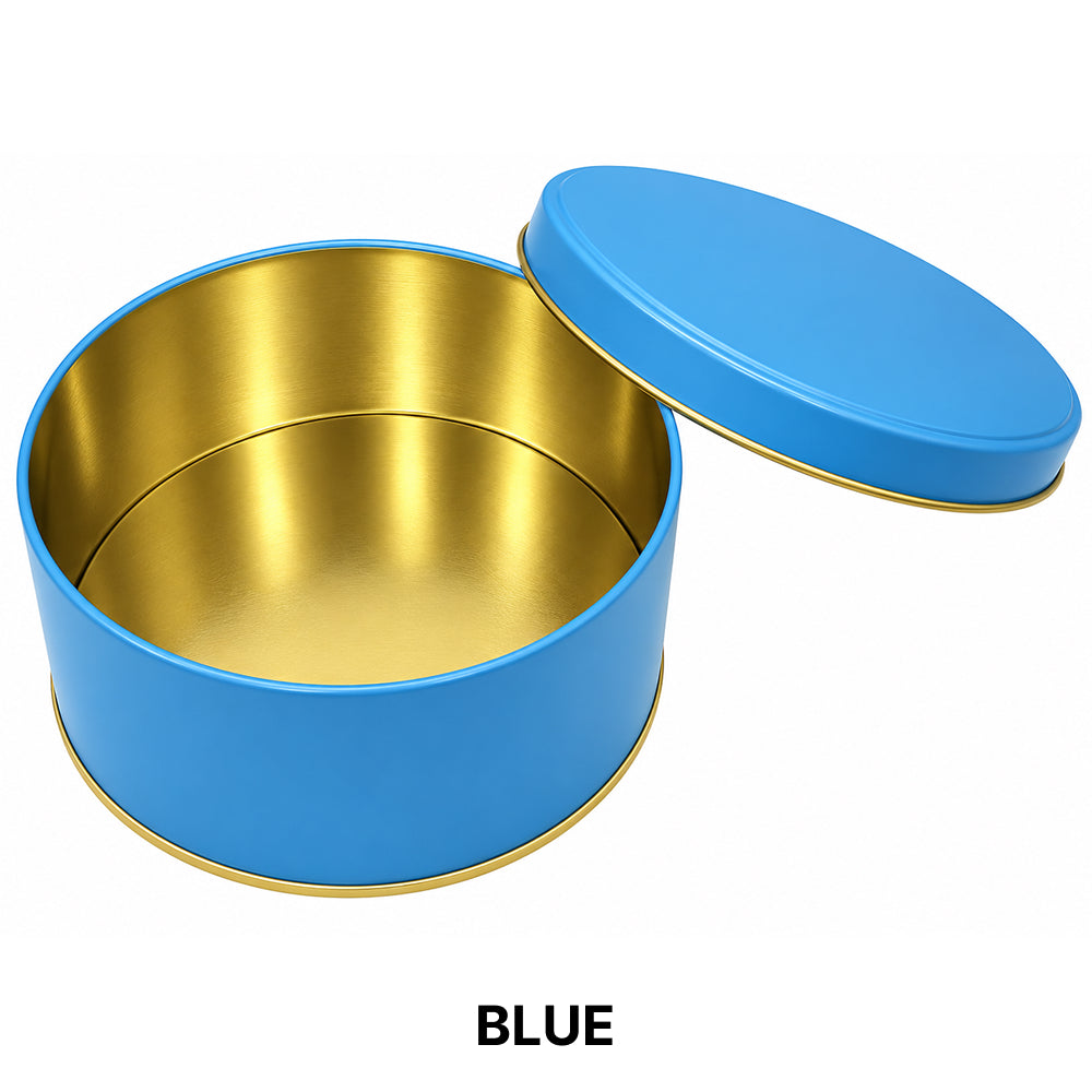 CL082 Matte Round Metal Gift Tin Box with Lid – 4 PCS Bundle Pack (5.5 x 2.5 Inch)