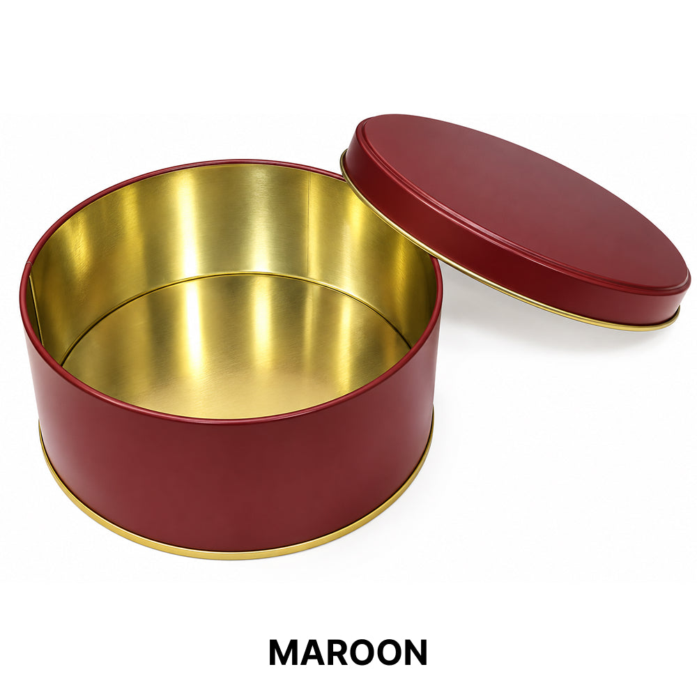 CL082 Matte Round Metal Gift Tin Box with Lid – 4 PCS Bundle Pack (5.5 x 2.5 Inch)