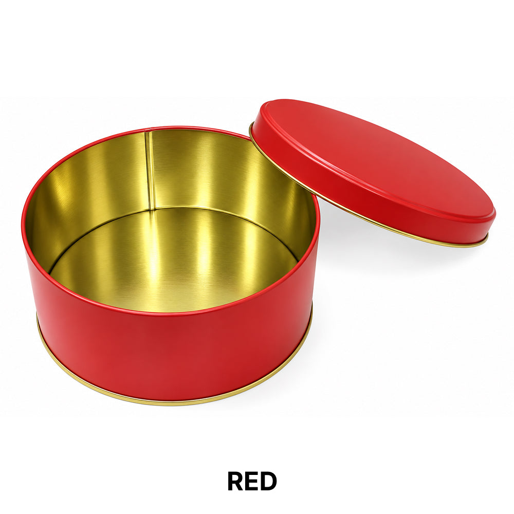 CL082 Matte Round Metal Gift Tin Box with Lid – 4 PCS Bundle Pack (5.5 x 2.5 Inch)