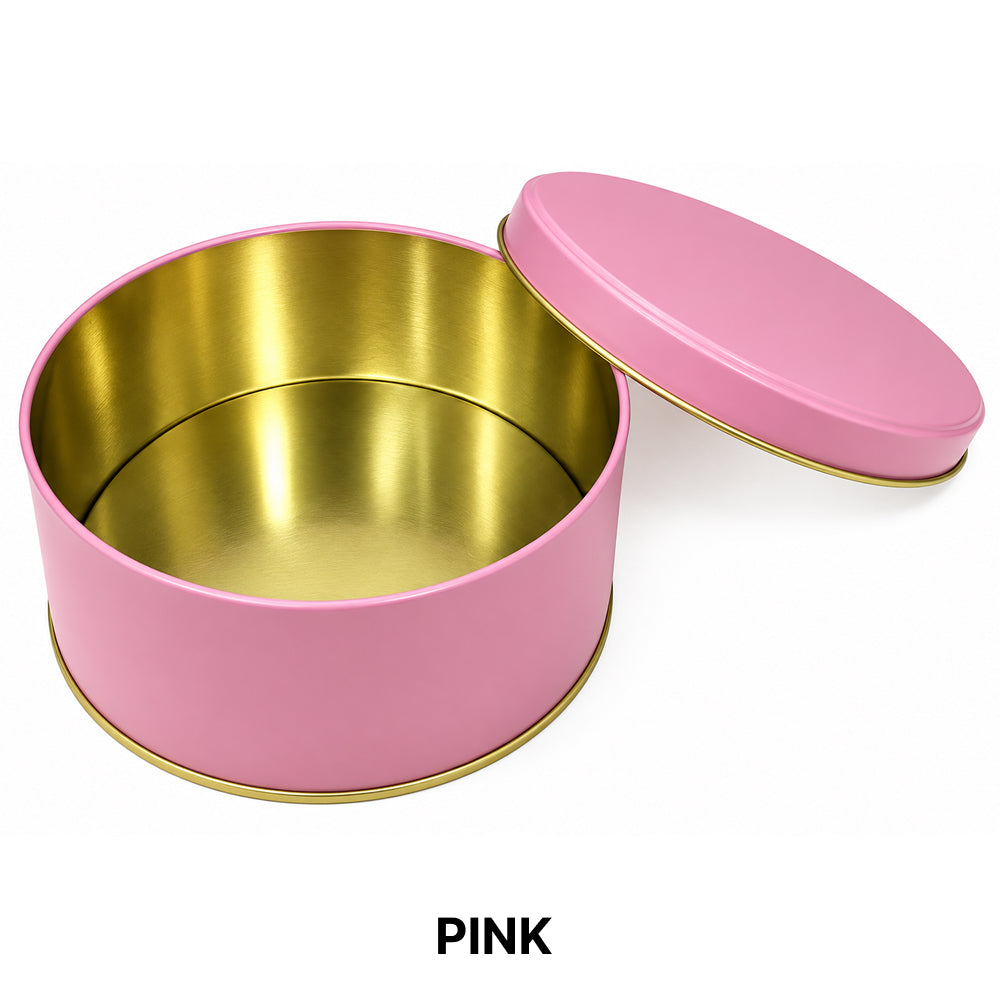 CL082 Matte Round Metal Gift Tin Box with Lid – 4 PCS Bundle Pack (5.5 x 2.5 Inch)