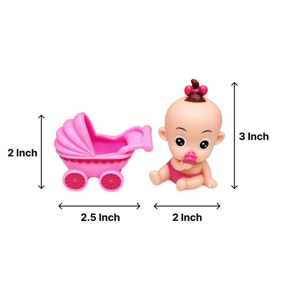 CTT076 Soft Plastic Baby Doll with Stroller Mini Toy Set (Boy & Girl)